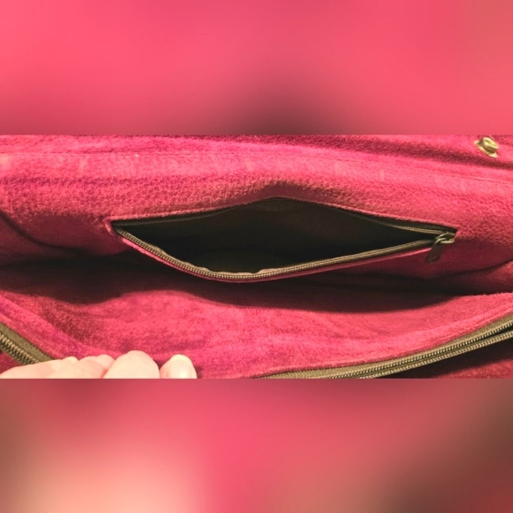 Eel Skin Leather Shoulder Bag Clutch Burgundy Red Wine Maroon Vintage 1960s - Picture 11 of 11